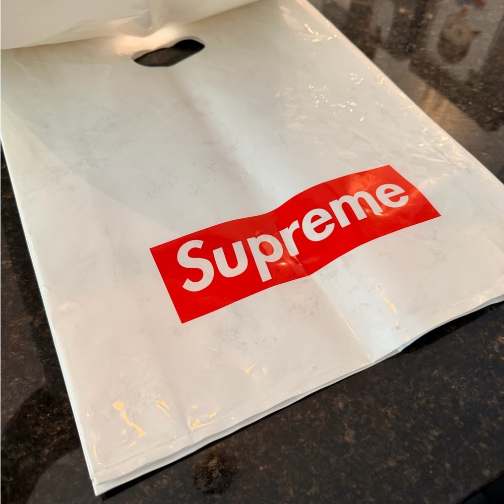 Supreme Red and White Logo Bag